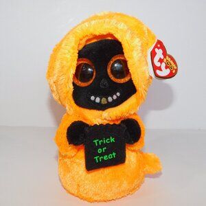 Ty Beanie Boos Grinner Orange Black Trick or Treat Ghoul 7" Plush New with Tag
